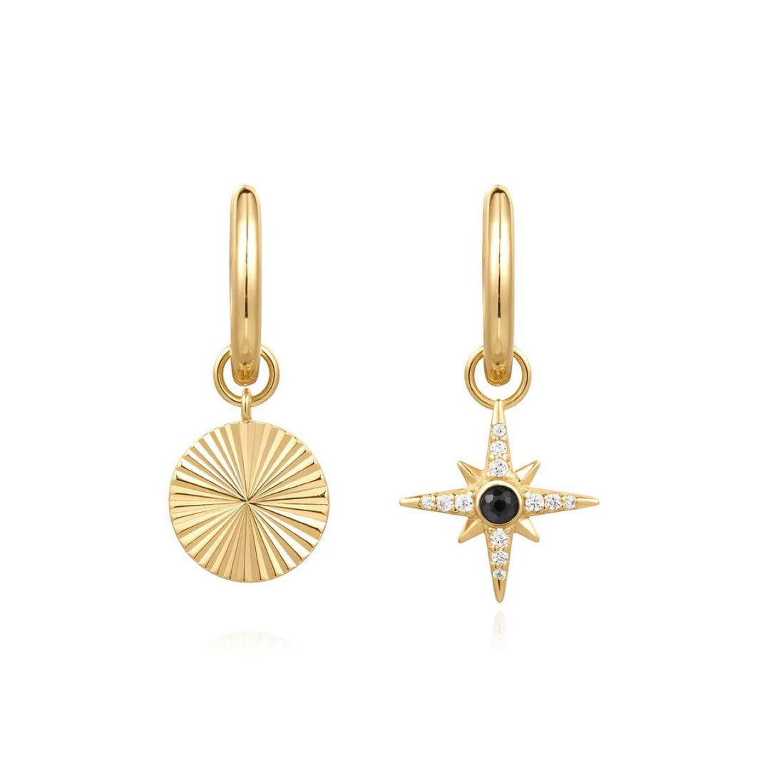 Ania Haie Astrolabe Charm Huggie Hoop Gold Earrings - E059_20G