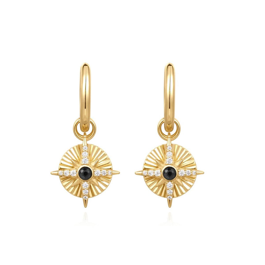 Ania Haie Astrolabe Charm Huggie Hoop Gold Earrings - E059_20G