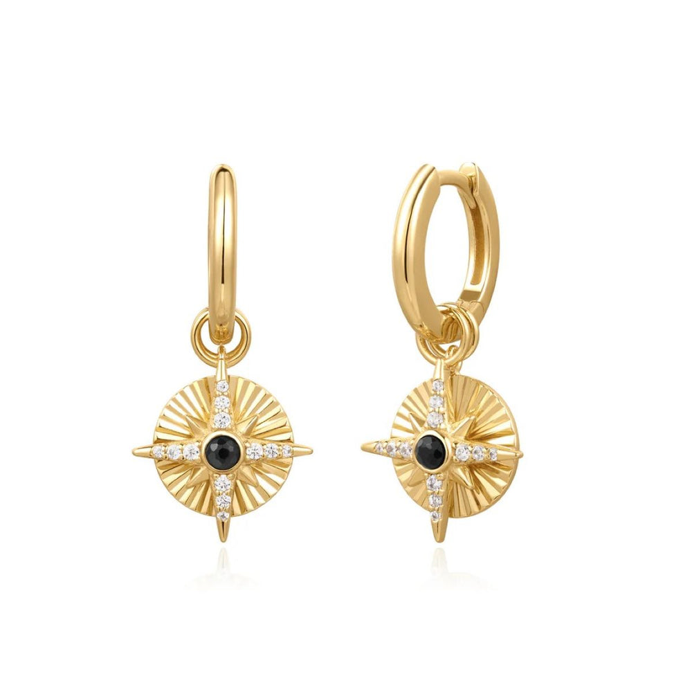 Ania Haie Astrolabe Charm Huggie Hoop Gold Earrings - E059_20G