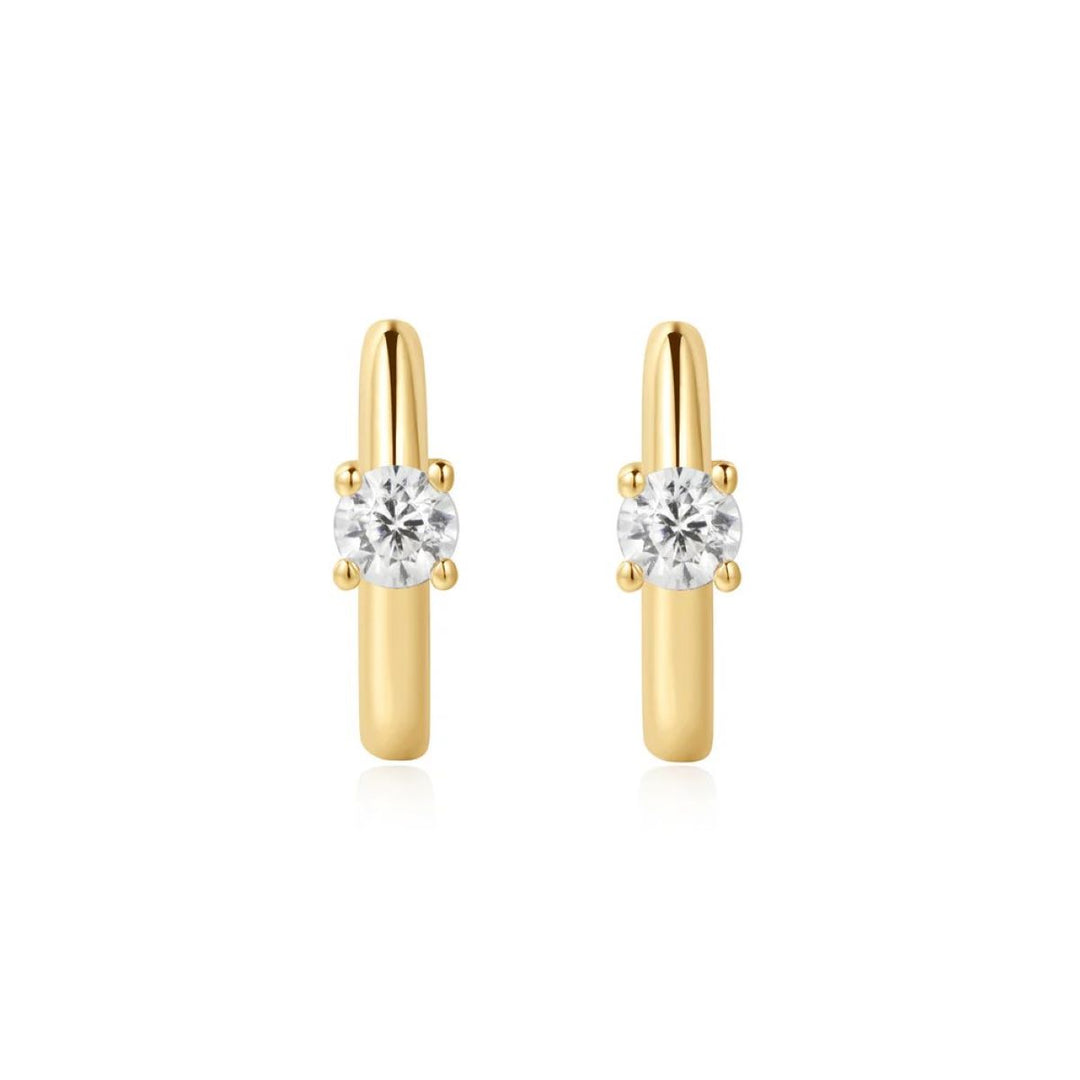 Ania Haie Gold Solitaire Cubic Zirconia Mini Huggies - E061_03G