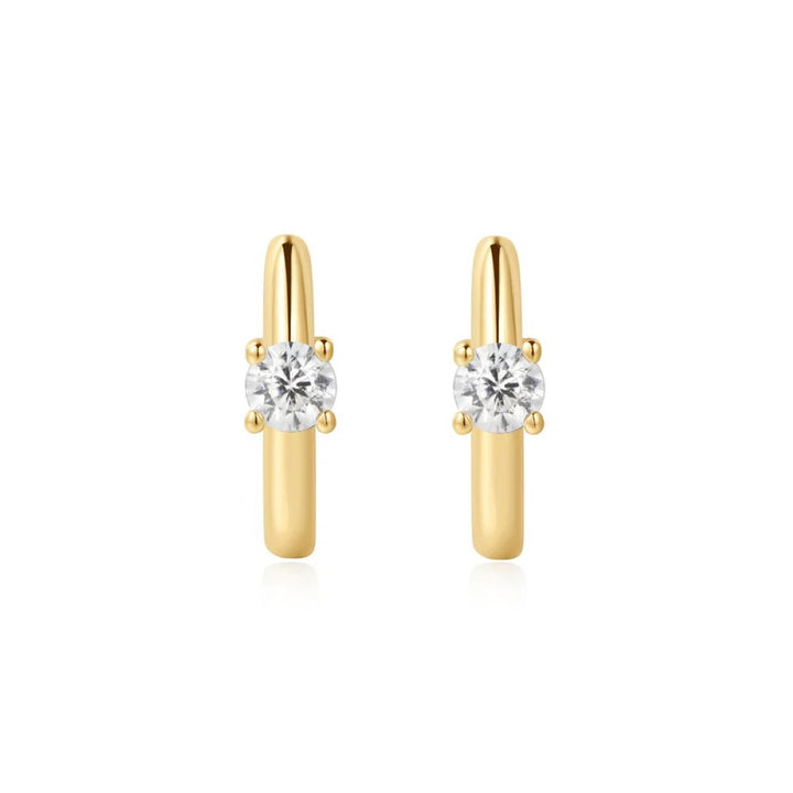 Ania Haie Gold Solitaire Cubic Zirconia Mini Huggies - E061_03G