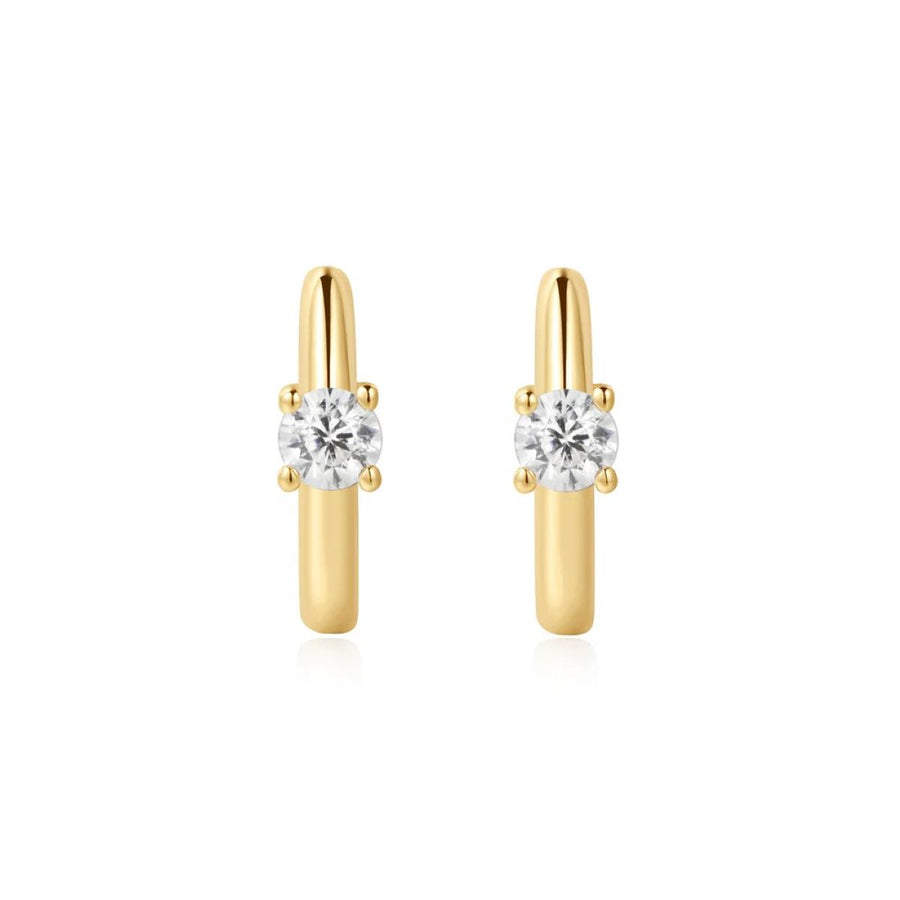 Ania Haie Gold Solitaire Cubic Zirconia Mini Huggies - E061_03G