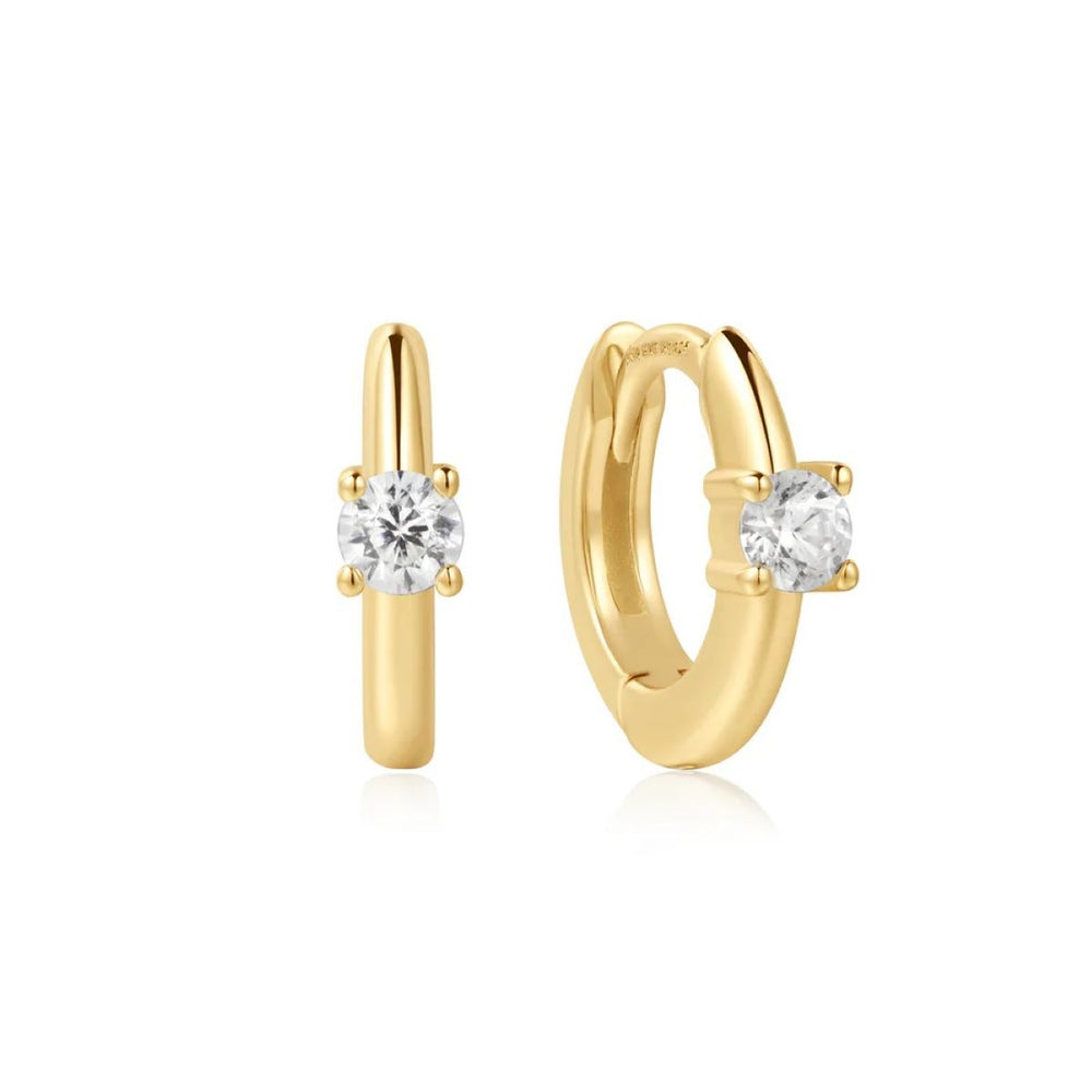 Ania Haie Gold Solitaire Cubic Zirconia Mini Huggies - E061_03G