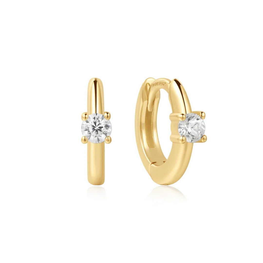 Ania Haie Gold Solitaire Cubic Zirconia Mini Huggies - E061_03G