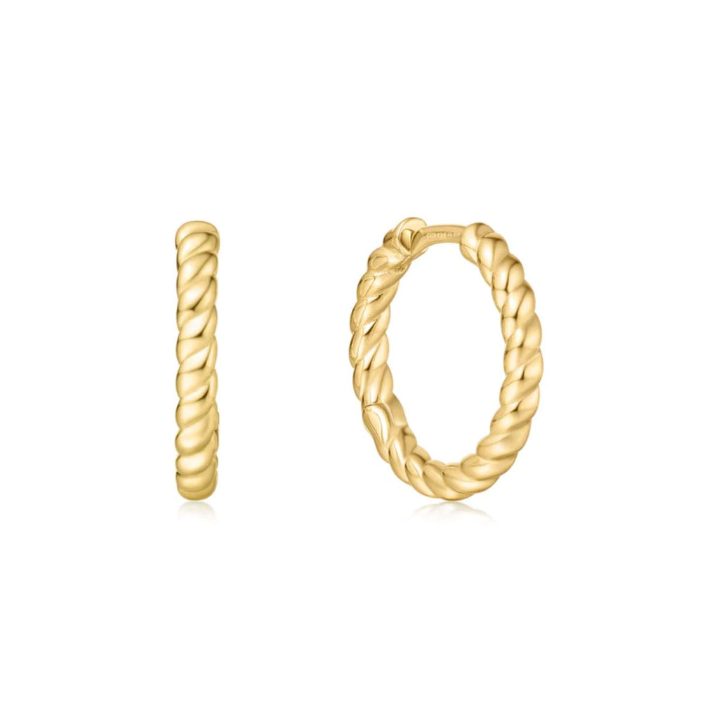 Ania Haie Texture Medium Huggie Hoop Gold Earrings