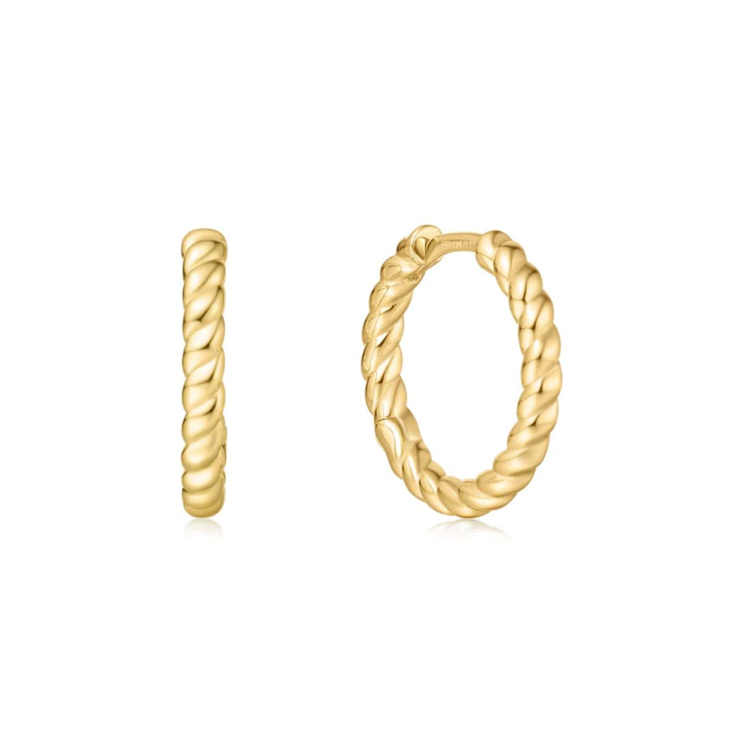 Ania Haie Texture Medium Huggie Hoop Gold Earrings - E063-05G