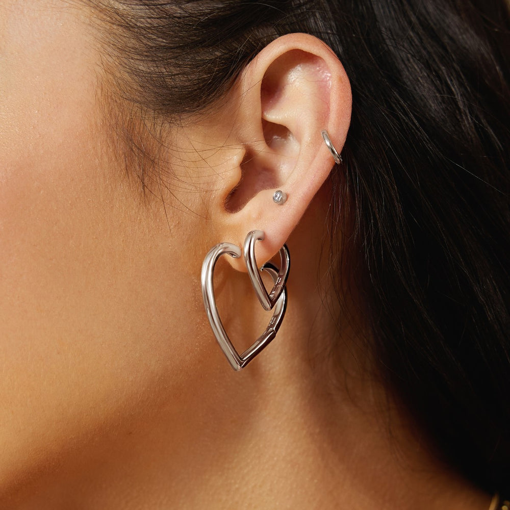 Ania Haie Medium Heart Hoop Earrings - Silver E064-03H