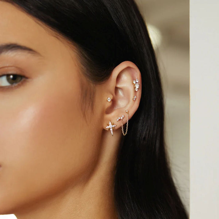 Ania Haie Eight-Pointed Star Stud Gold Earrings. Item code E065-02G.