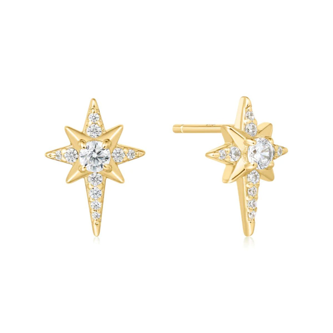 Ania Haie Eight-Pointed Star Stud Gold Earrings. Item code E065-02G.