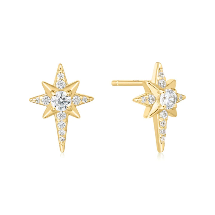 Ania Haie Eight-Pointed Star Stud Gold Earrings. Item code E065-02G.