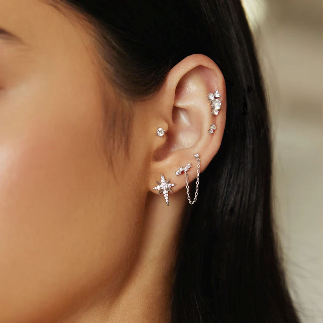 Ania Haie Eight-Pointed Star Silver Stud Earrings. Item code E065-02H.
