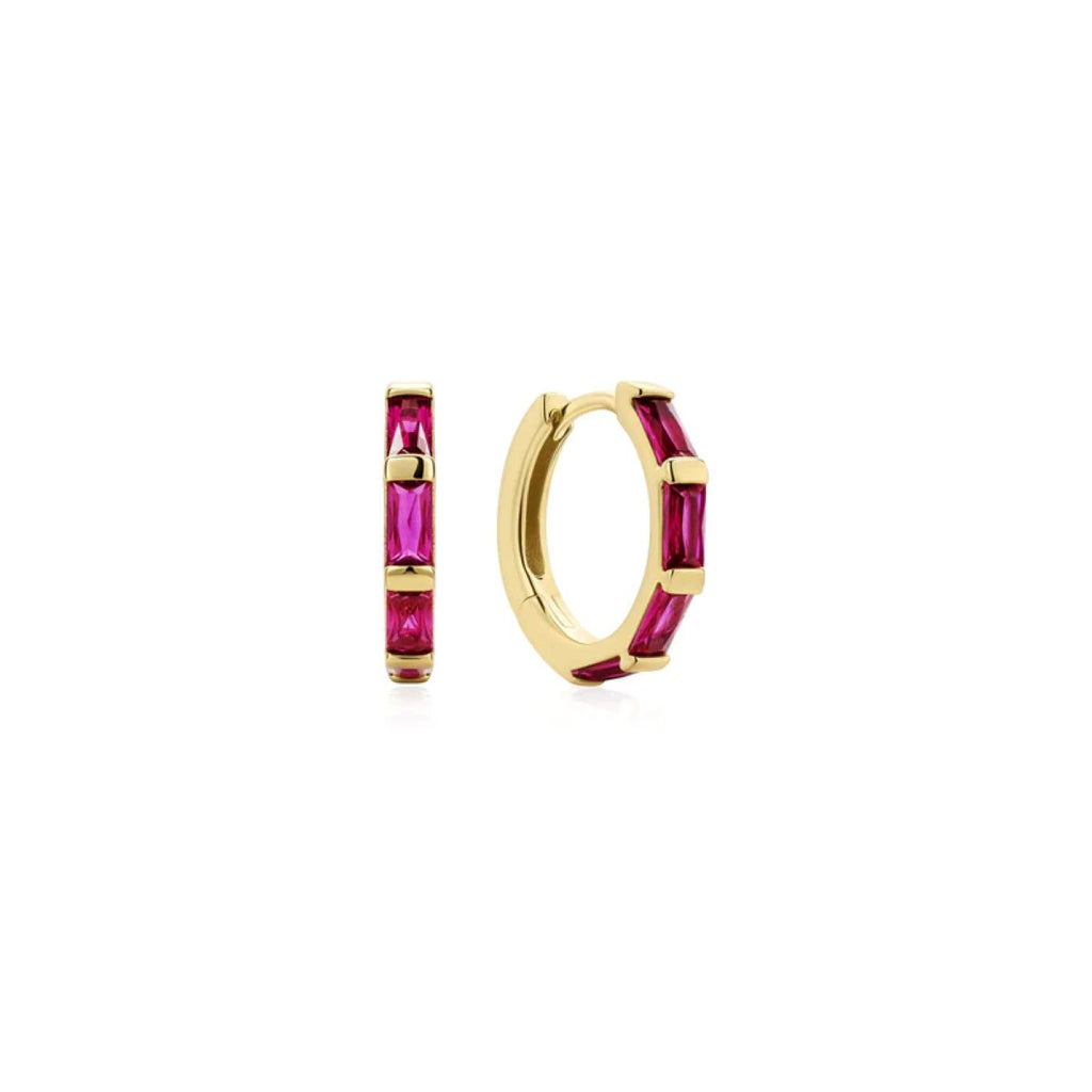Rose Holiday Huggie Hoop Gold Earrings