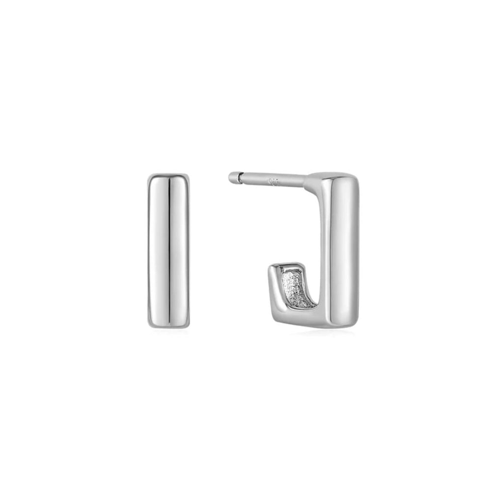Smooth Square Hoop Stud Earrings