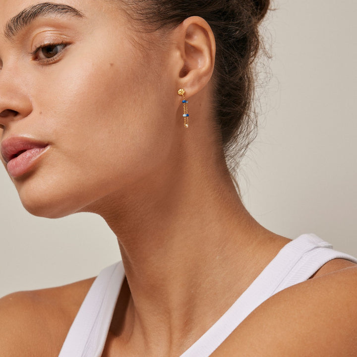Enamel Copenhagen Lola Marine Gold Earrings. Item code E140GM_marine