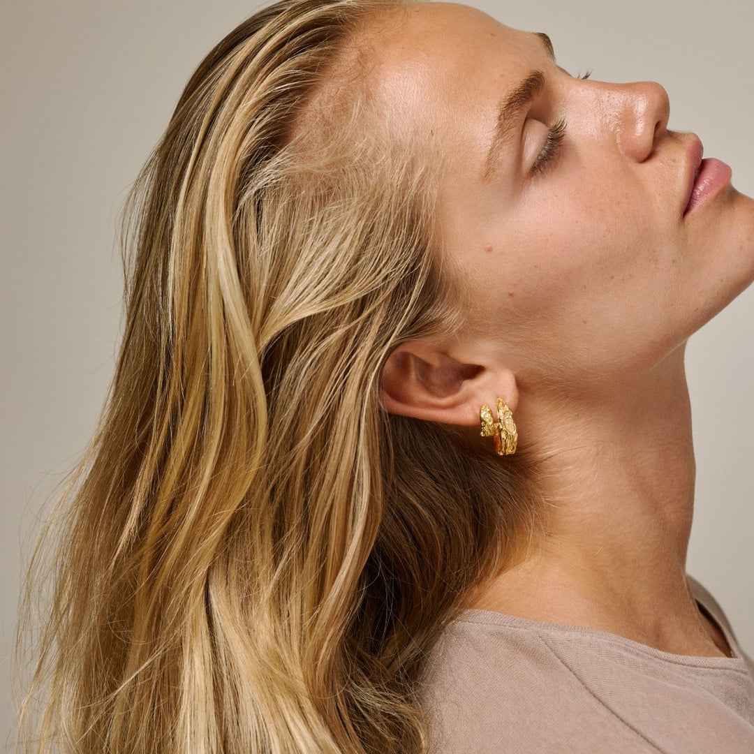 Enamel Copenhagen Nela Gold Hoop Earrings. Item code E240GM.