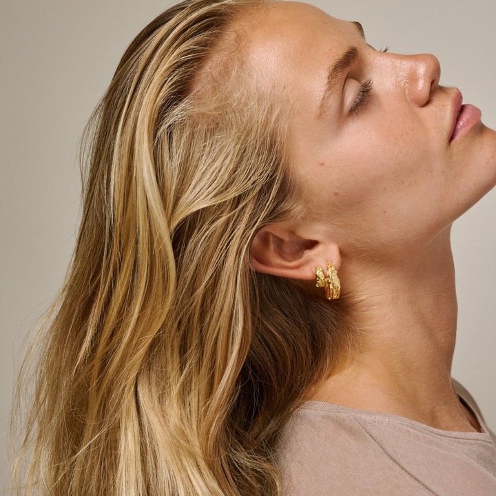 Enamel Copenhagen Nela Gold Hoop Earrings. Item code E240GM.