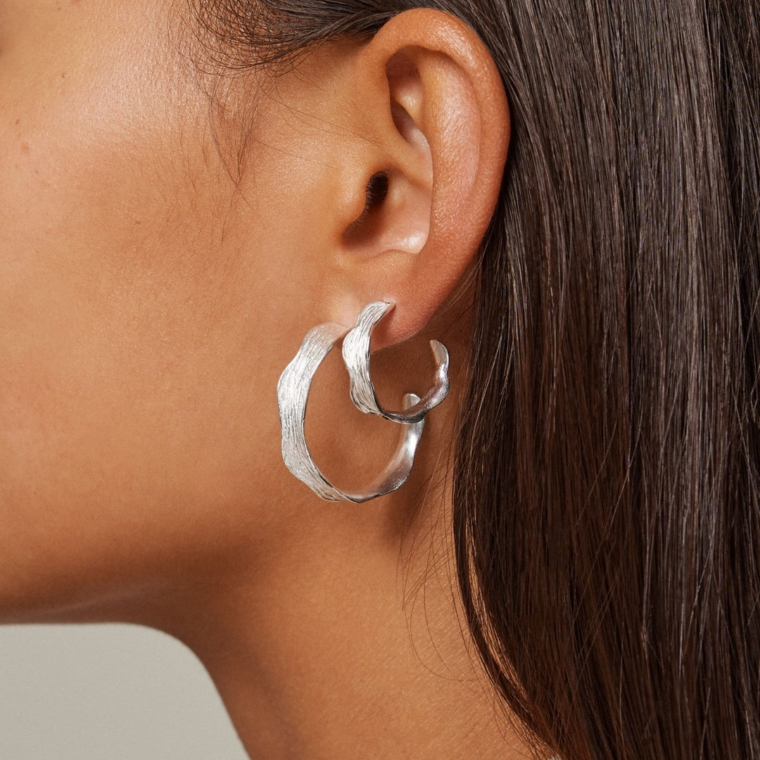 Enamel Copenhagen Ane Large Silver Hoop Earrings. Item code E288SM.