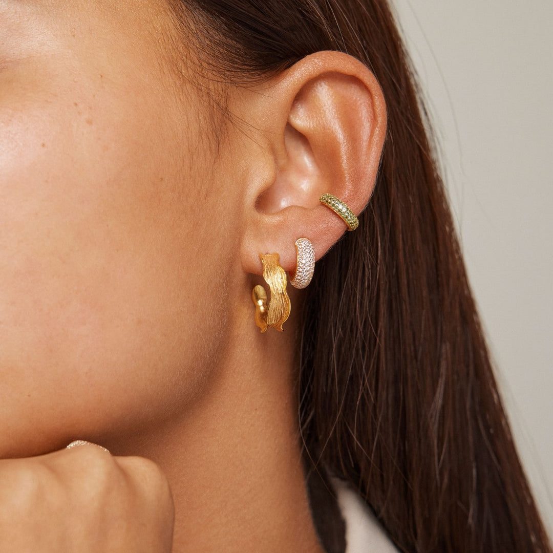 Enamel Copenhagen Ane Small Gold Hoop Earrings. Item code E289GM.