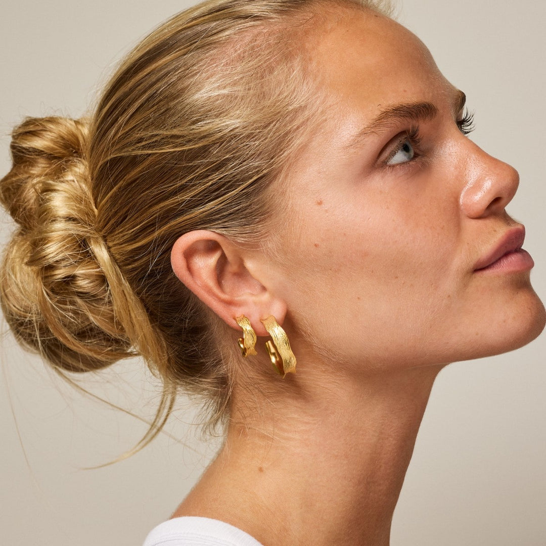 Enamel Copenhagen Ane Small Gold Hoop Earrings. Item code E289GM.