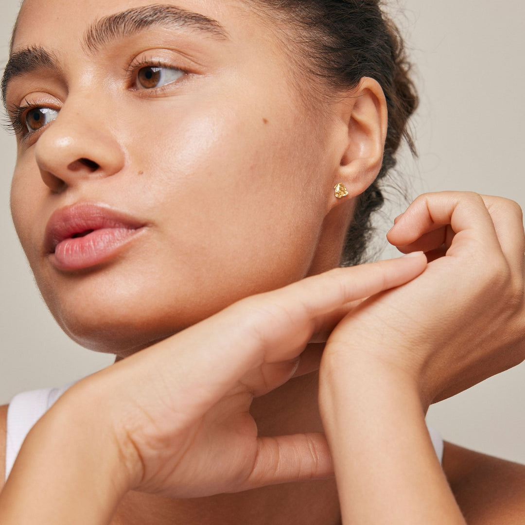 Enamel Copenhagen Rio Gold Stud Earrings. Item code E332GM.