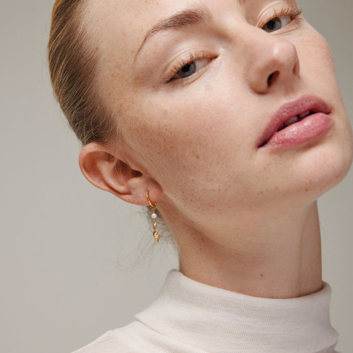 Enamel Copenhagen May Gold Hoop Earrings. Item code E366GM.