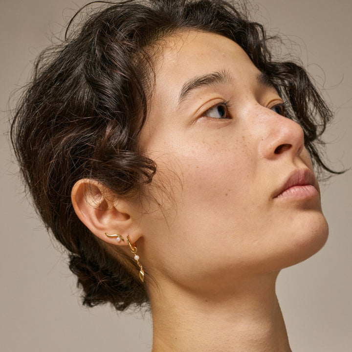Enamel Copenhagen May Gold Hoop Earrings. Item code E366GM.