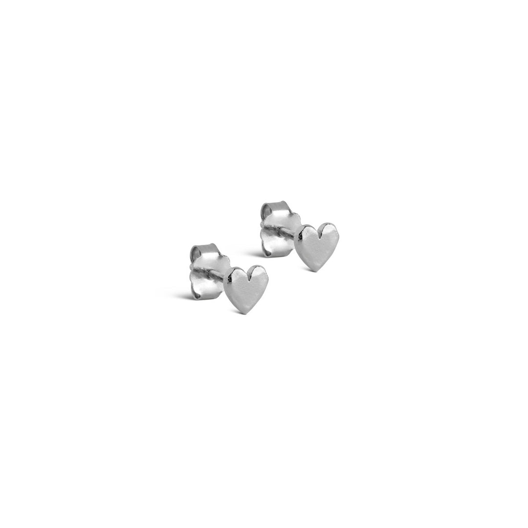 Enamel Copenhagen Heart Silver Stud Earrings