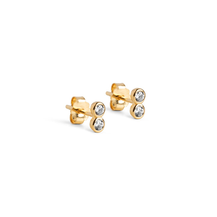 Enamel Copenhagen Zirconia Twin Stud Gold Earrings