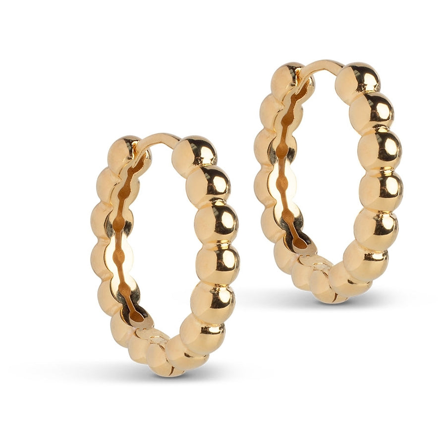 Enamel Copenhagen Ball Large Gold Hoop Earrings. Item code E403G.