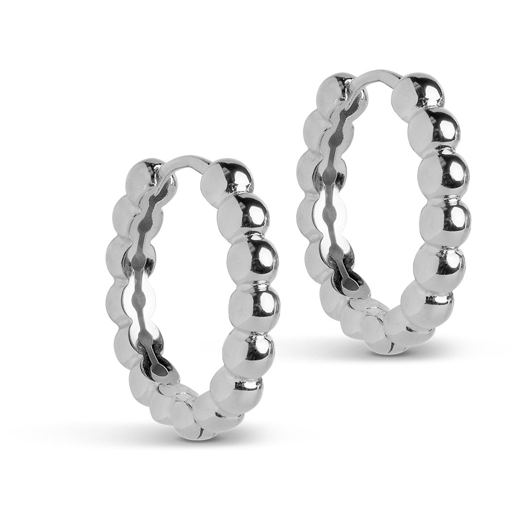 Enamel Copenhagen Ball Large Silver Hoop Earrings