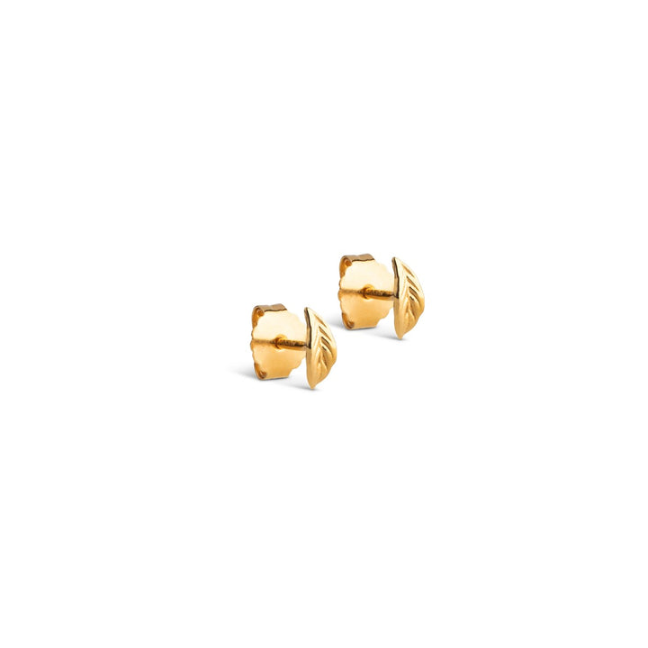Enamel Copenhagen Organic Leaf Gold Stud Earrings E409G