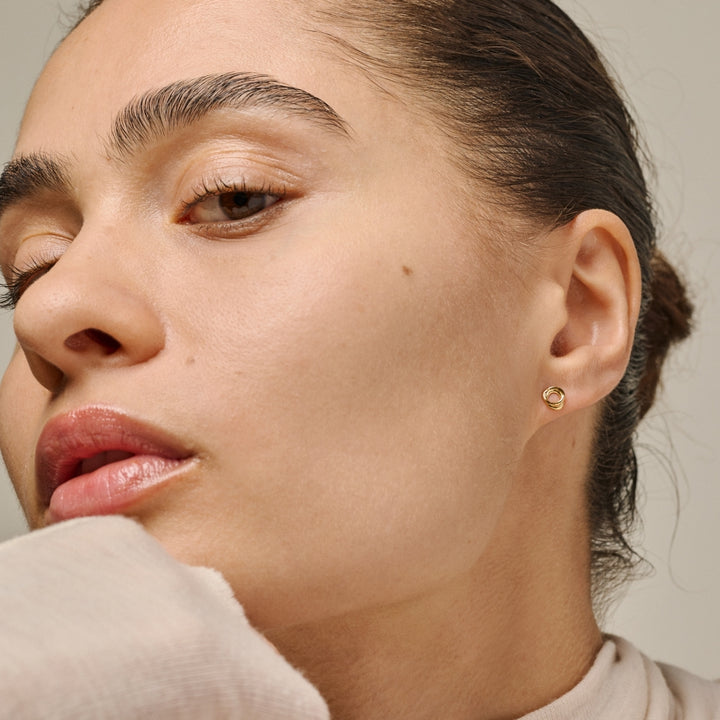 Enamel Copenhagen Bellu Mini Gold Stud Earrings. Item code E430G.