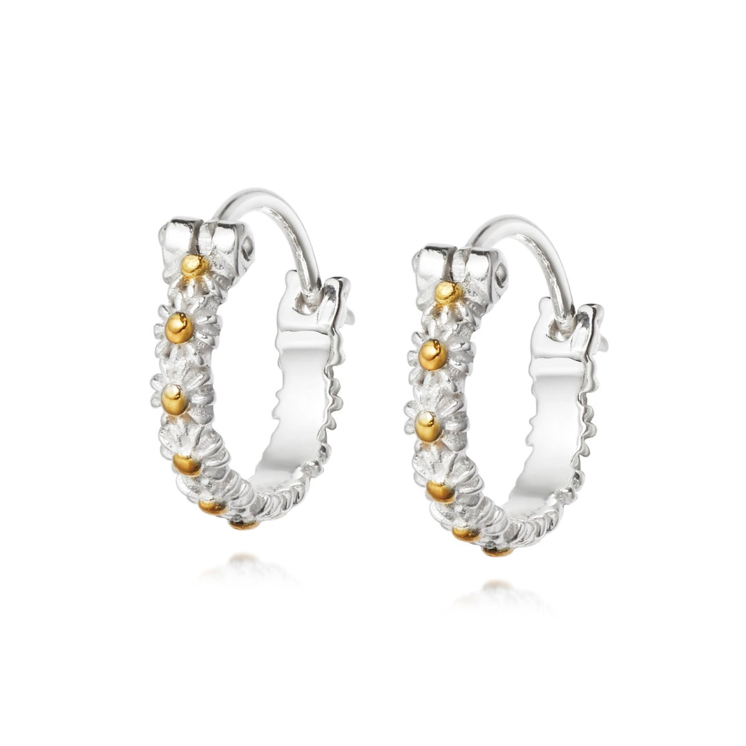 Daisy Iota Daisy Hoop Earrings Silver E5016