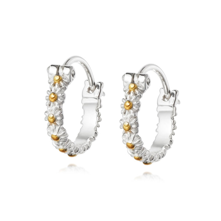Daisy Iota Daisy Hoop Earrings Silver E5016