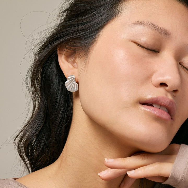 Enamel Copenhagen Wave Silver Earrings