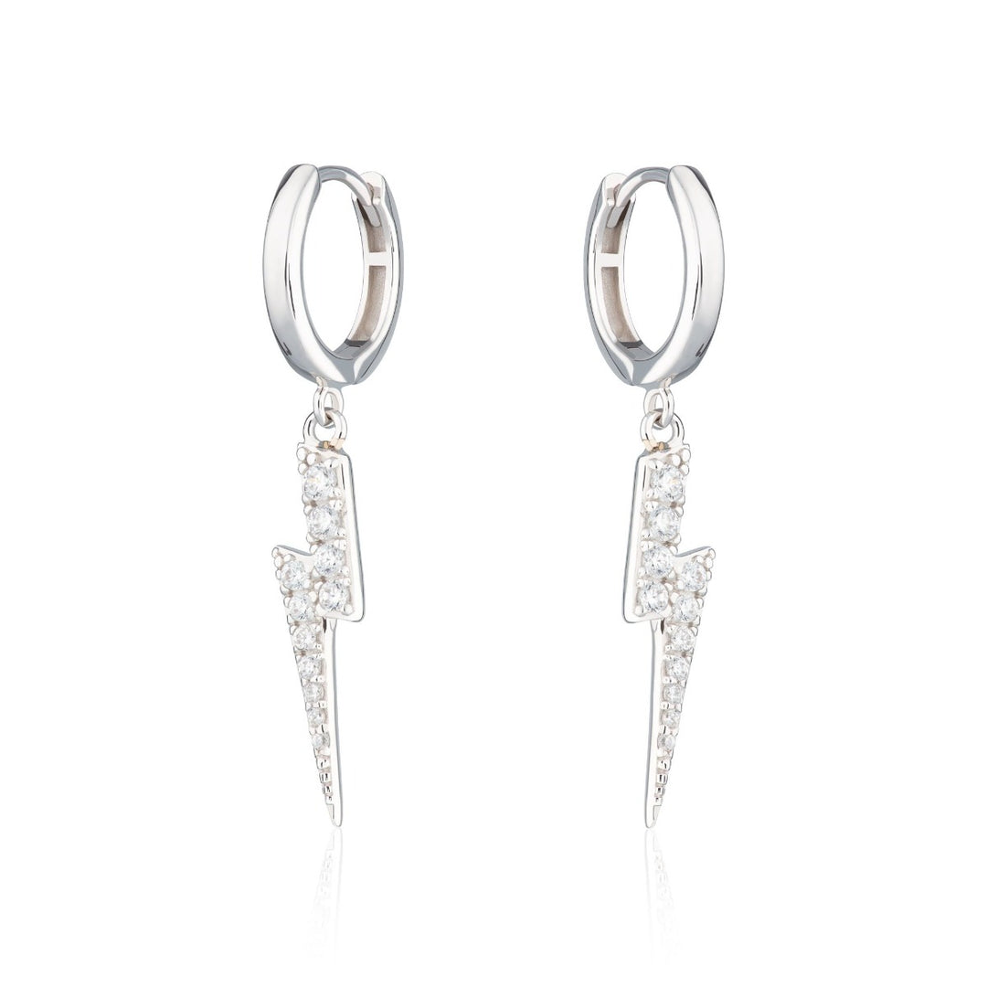 Scream Pretty Lightning Hoop Earrings - Silver