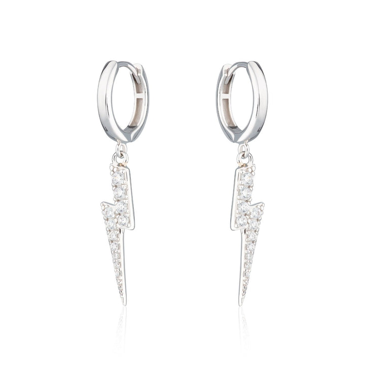 Scream Pretty Lightning Hoop Earrings - Silver