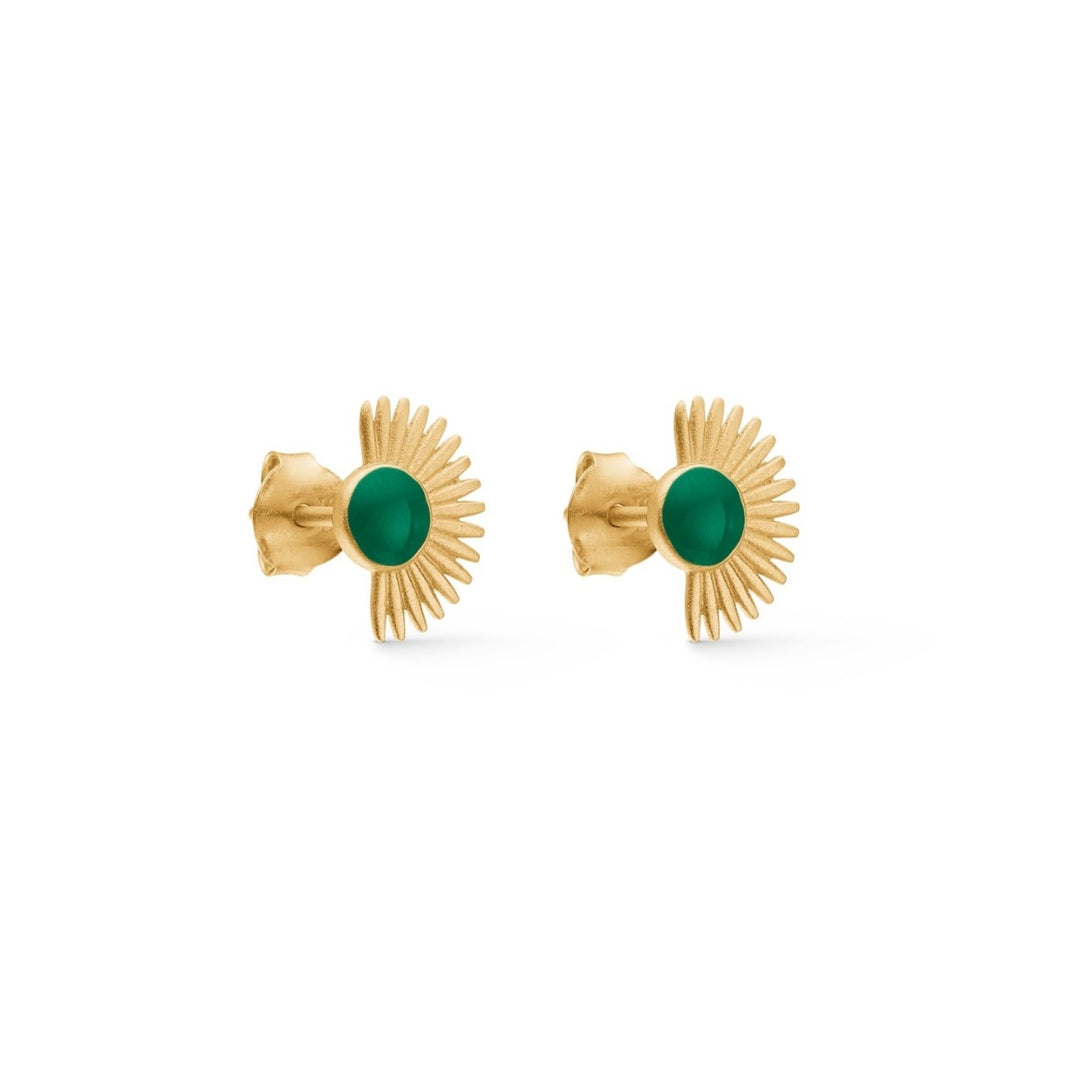 Enamel Copenhagen Soleil Petrol Gold Stud Earrings