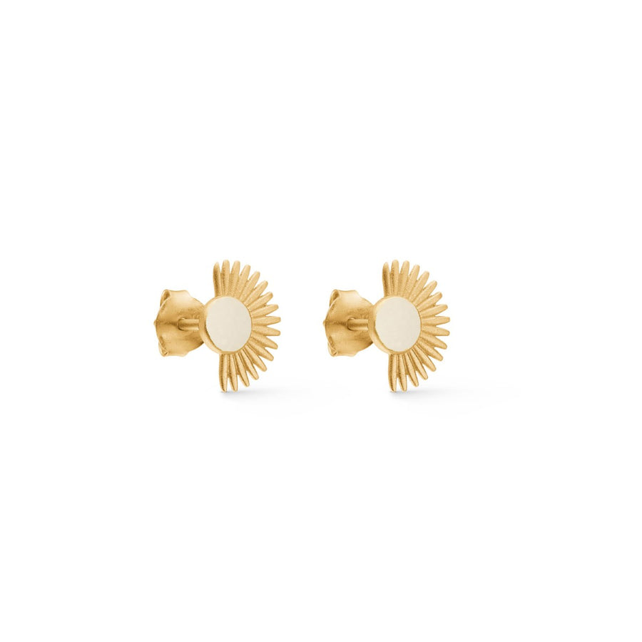 Enamel Copenhagen Soleil Cream Daisy Gold Stud Earrings. Item code E97GM_daisy.