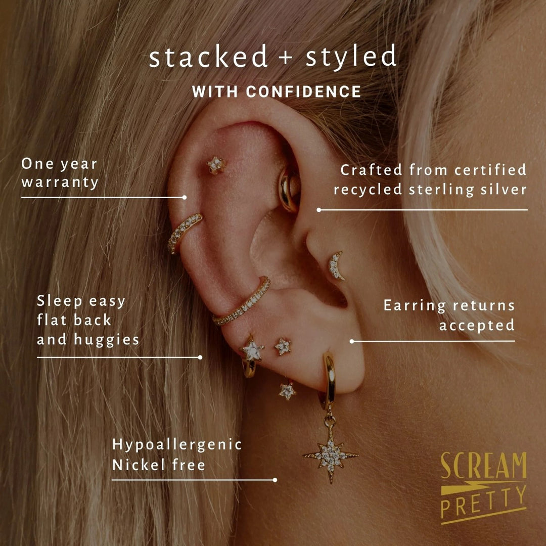 Scream Pretty Bow Stud Earrings - Silver SPS-278a