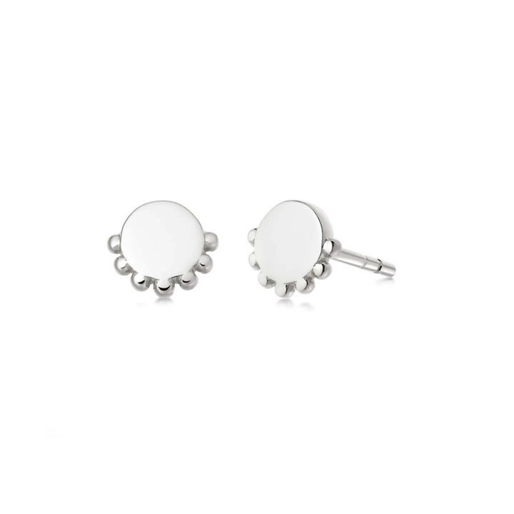 Daisy Stacked Round Beaded Stud Earrings - Silver EB8019_SLV