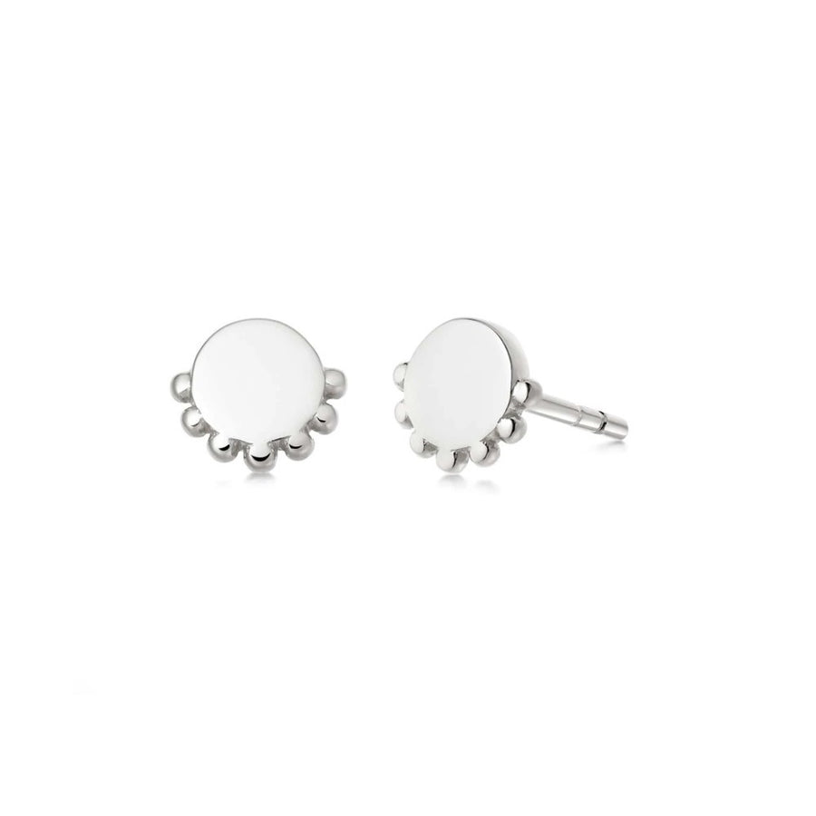 Daisy Stacked Round Beaded Stud Earrings - Silver EB8019_SLV