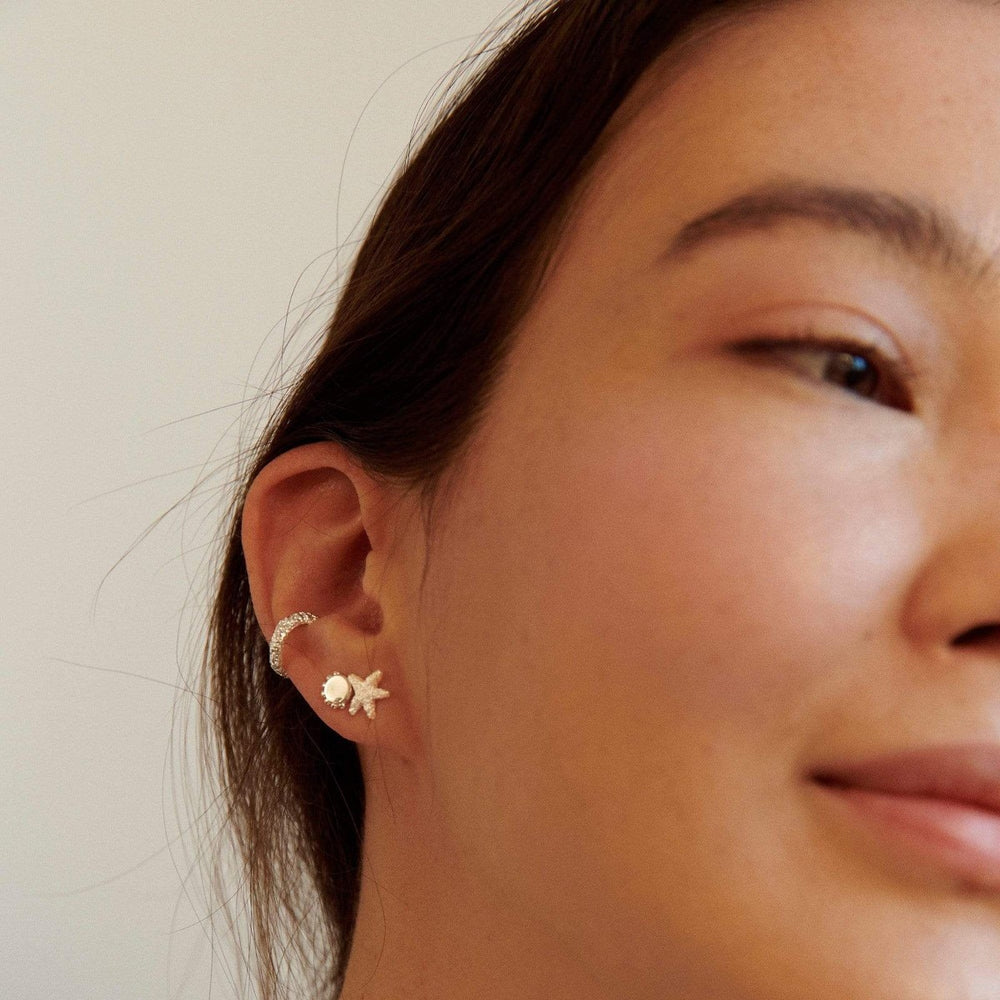 Daisy Stacked Round Beaded Stud Earrings - Silver EB8019_SLV
