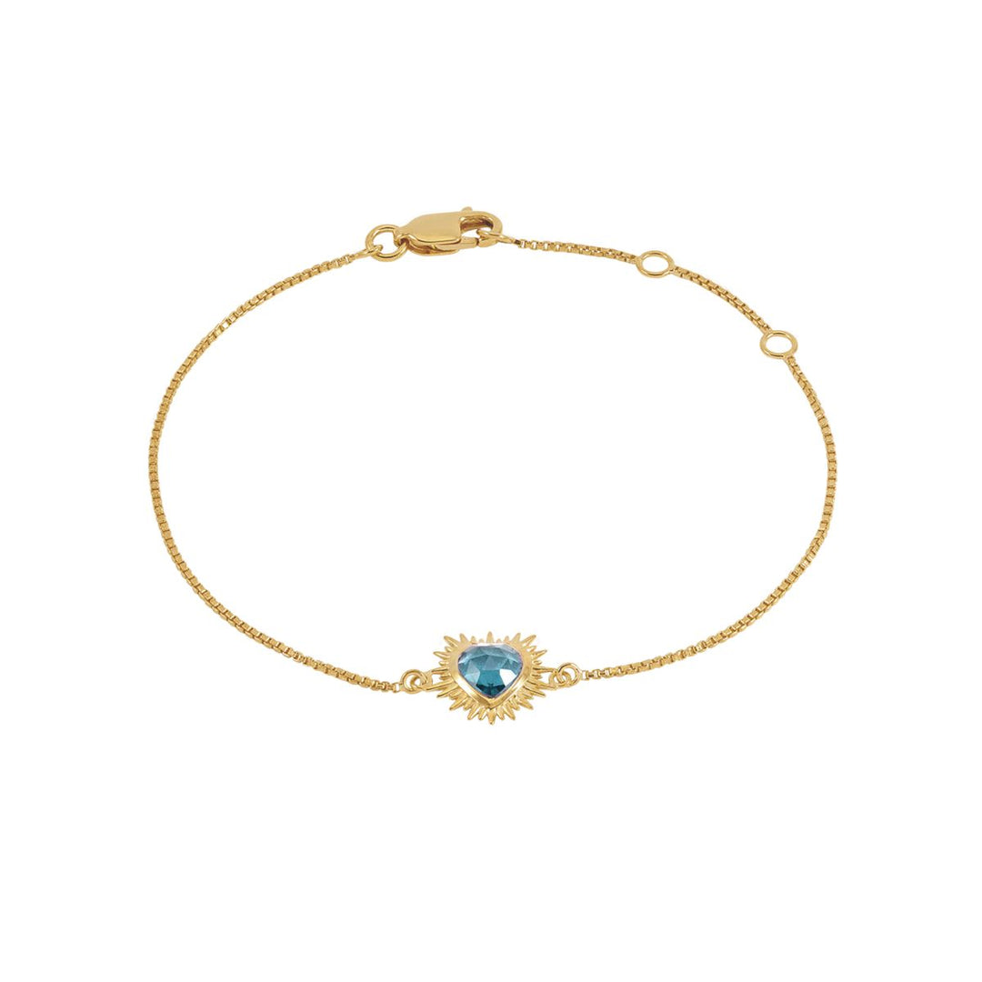 Rachel Jackson Personalised Electric Love Blue Topaz Heart Bracelet Gold EGHB1BTGP