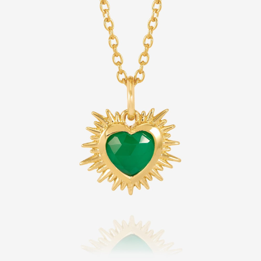 Rachel Jackson Electric Love Green Agate May Birthstone Heart Necklace Gold EGHN5GRGP
