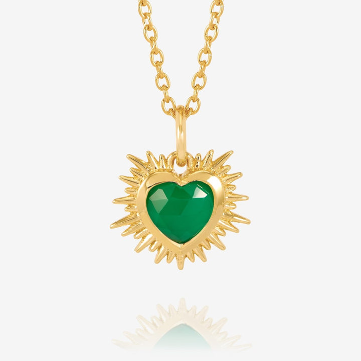 Rachel Jackson Electric Love Green Agate May Birthstone Heart Necklace Gold EGHN5GRGP
