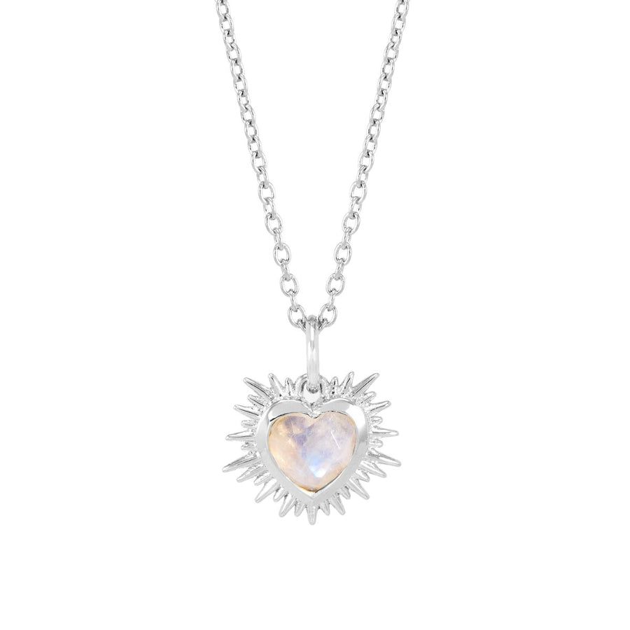 Rachel Jackson Electric Love Rainbow Moonstone June Birthstone Heart Necklace Silver EGHN5RMS