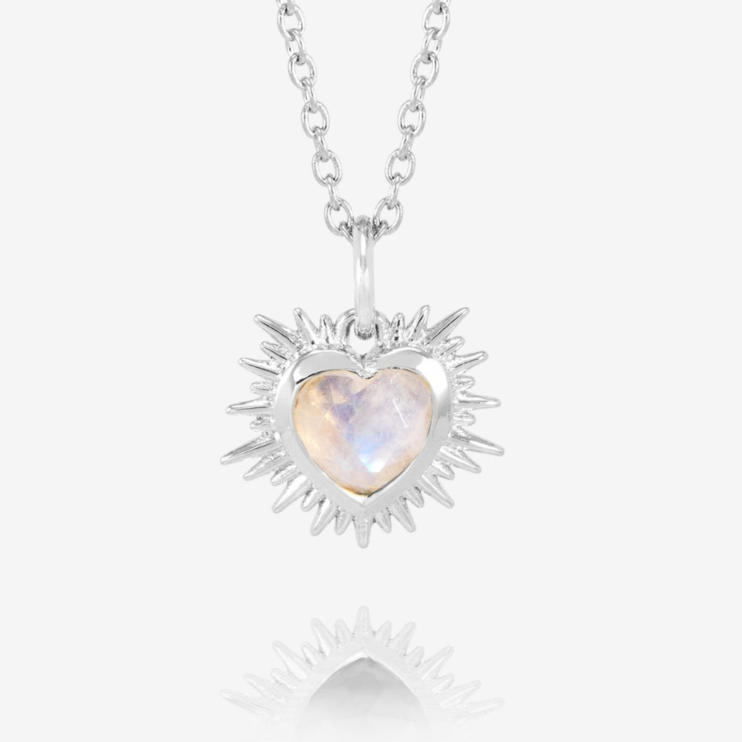 Rachel Jackson Electric Love Rainbow Moonstone June Birthstone Heart Necklace Silver EGHN5RMS