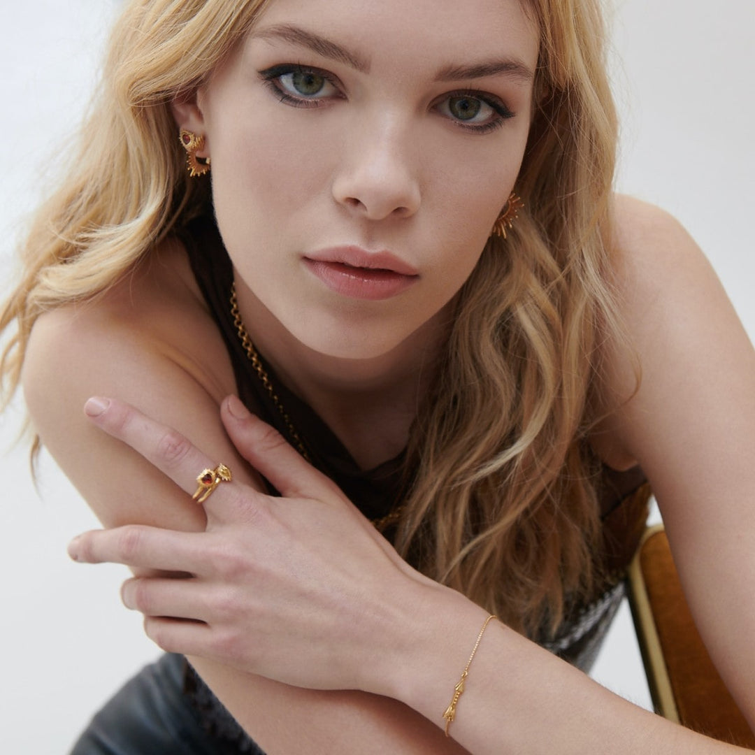 Rachel Jackson Adjustable Electric Love Mini Garnet Heart Ring Gold EGHR2GAGP