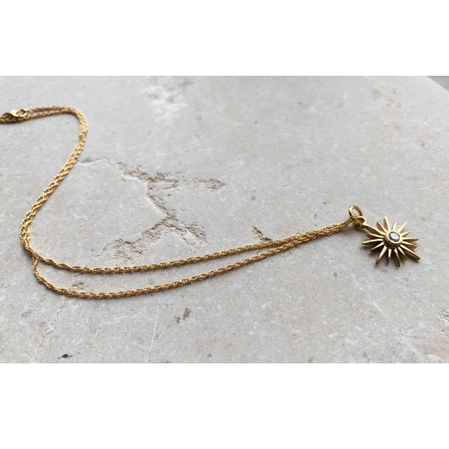 Shyla Felicity Full Sun Gold Necklace - Light Blue